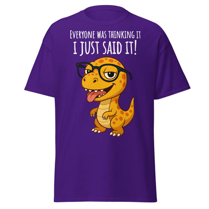 Funny T - Rex Everyone Was Thinking It Graphic Tee - Purple - T-Shirts Online