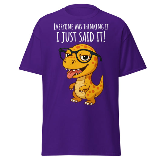 Funny T - Rex Everyone Was Thinking It Graphic Tee - Purple - T-Shirts Online