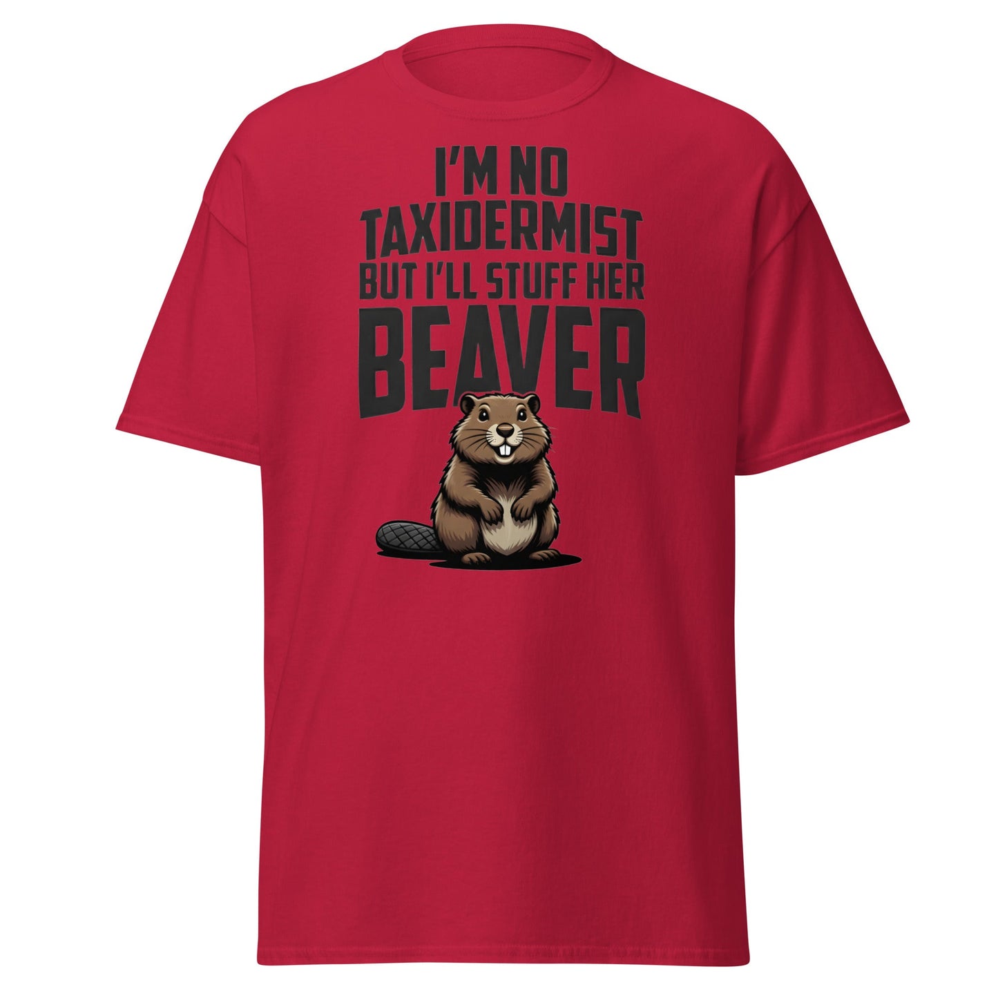 Funny Taxidermist Beaver T-Shirt - Adult Humor Graphic Tee - Cardinal - T-Shirts Online