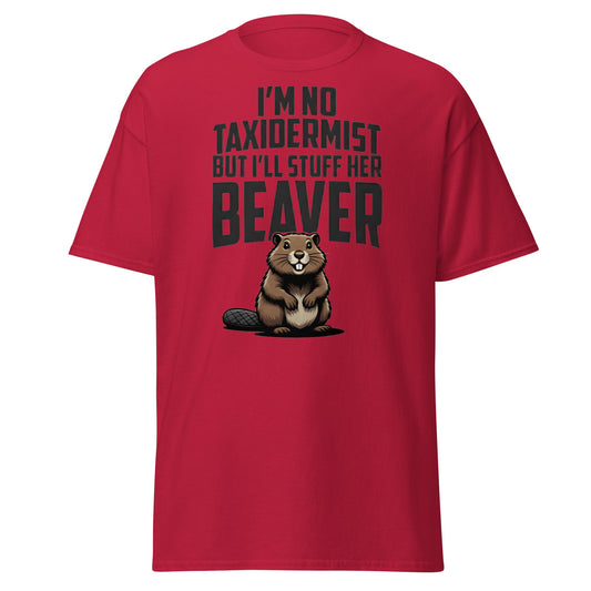 Funny Taxidermist Beaver T-Shirt - Adult Humor Graphic Tee - Cardinal - T-Shirts Online