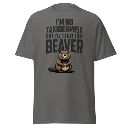 Funny Taxidermist Beaver T-Shirt - Adult Humor Graphic Tee - Charcoal - T-Shirts Online
