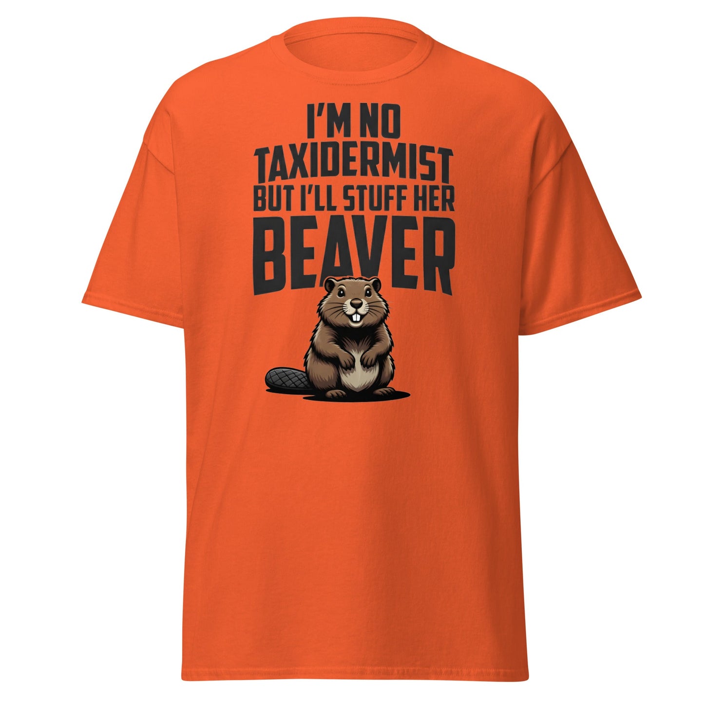 Funny Taxidermist Beaver T-Shirt - Adult Humor Graphic Tee - Orange - T-Shirts Online