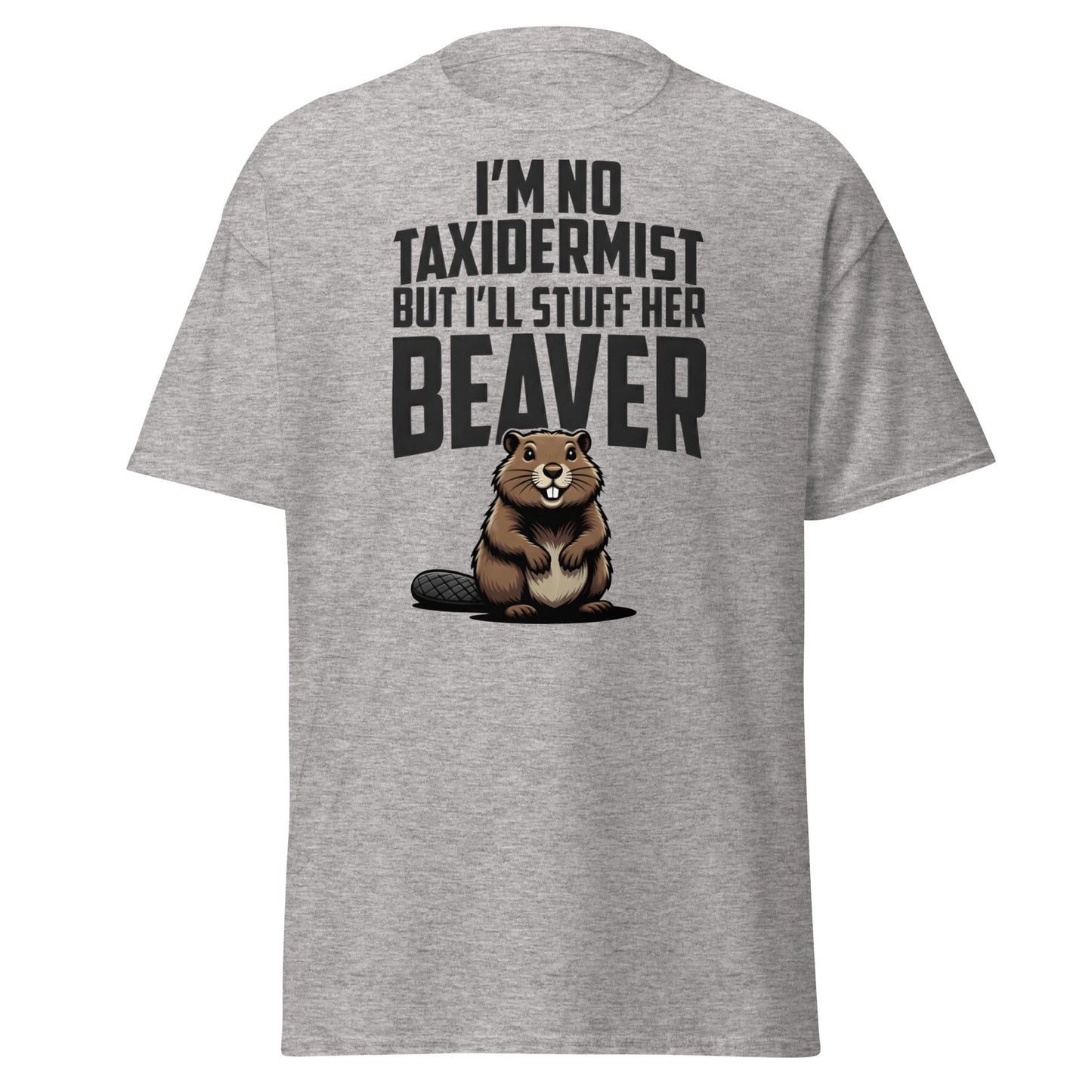 Funny Taxidermist Beaver T-Shirt - Adult Humor Graphic Tee - Sport Grey - T-Shirts Online