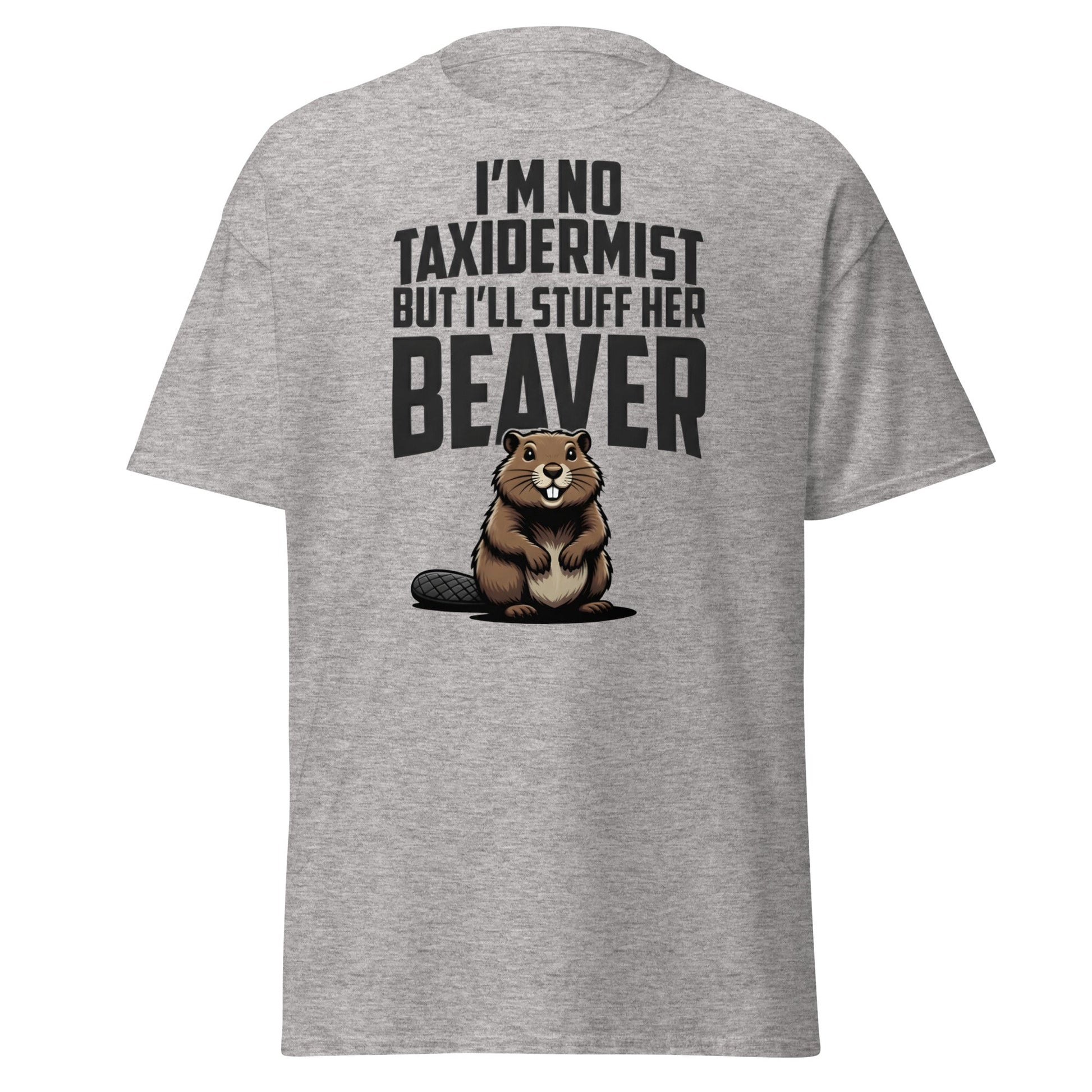 Funny Taxidermist Beaver T-Shirt - Adult Humor Graphic Tee - Sport Grey - T-Shirts Online