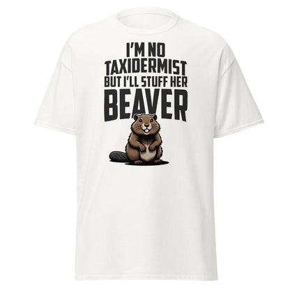 Funny Taxidermist Beaver T-Shirt - Adult Humor Graphic Tee - White - T-Shirts Online