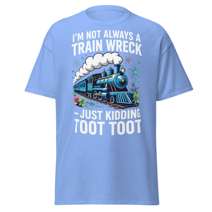 Funny Train Wreck T-Shirt - Just Kidding Toot Toot Tee - Carolina Blue - T-Shirts Online