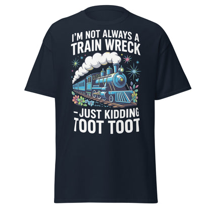 Funny Train Wreck T-Shirt - Just Kidding Toot Toot Tee - Navy - T-Shirts Online