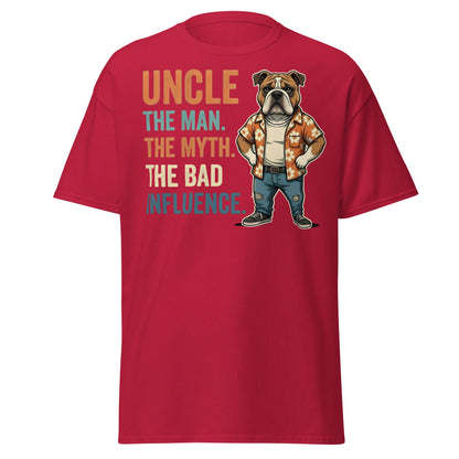 Funny Uncle Bulldog T-Shirt - The Myth & Bad Influence Tee - Cardinal - T-Shirts Online