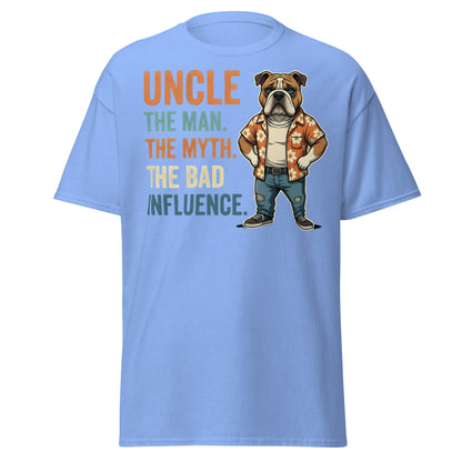 Funny Uncle Bulldog T-Shirt - The Myth & Bad Influence Tee - Carolina Blue - T-Shirts Online