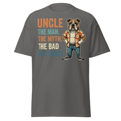 Funny Uncle Bulldog T-Shirt - The Myth & Bad Influence Tee - Charcoal - T-Shirts Online
