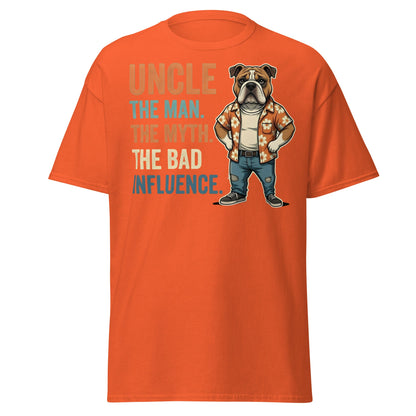 Funny Uncle Bulldog T-Shirt - The Myth & Bad Influence Tee - Orange - T-Shirts Online