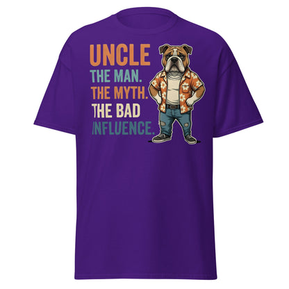 Funny Uncle Bulldog T-Shirt - The Myth & Bad Influence Tee - Purple - T-Shirts Online