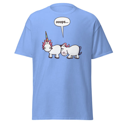 Funny Unicorn Oops T-Shirt - Cheeky Adult Humor Tee - Carolina Blue - T-Shirts Online