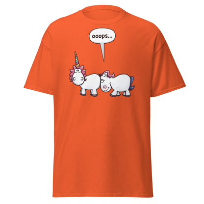 Funny Unicorn Oops T-Shirt - Cheeky Adult Humor Tee - Orange - T-Shirts Online