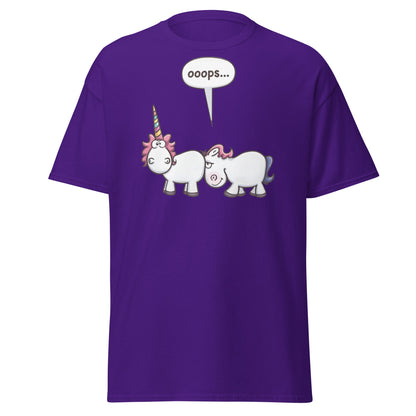 Funny Unicorn Oops T-Shirt - Cheeky Adult Humor Tee - Purple - T-Shirts Online