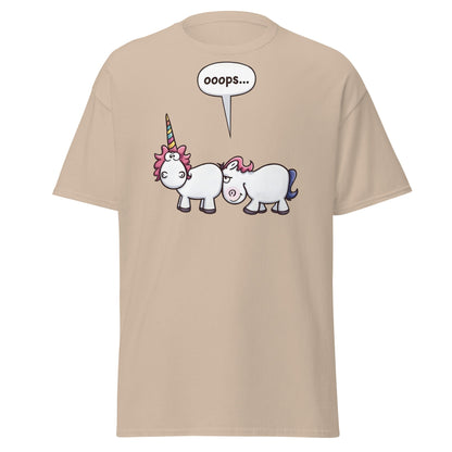 Funny Unicorn Oops T-Shirt - Cheeky Adult Humor Tee - Sand - T-Shirts Online