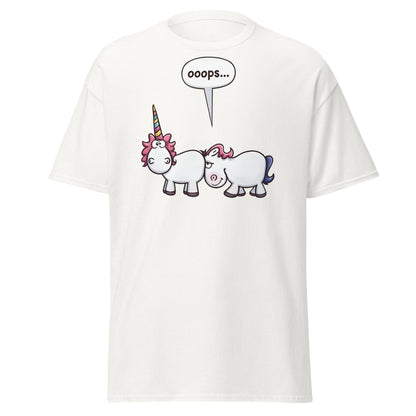 Funny Unicorn Oops T-Shirt - Cheeky Adult Humor Tee - White - T-Shirts Online