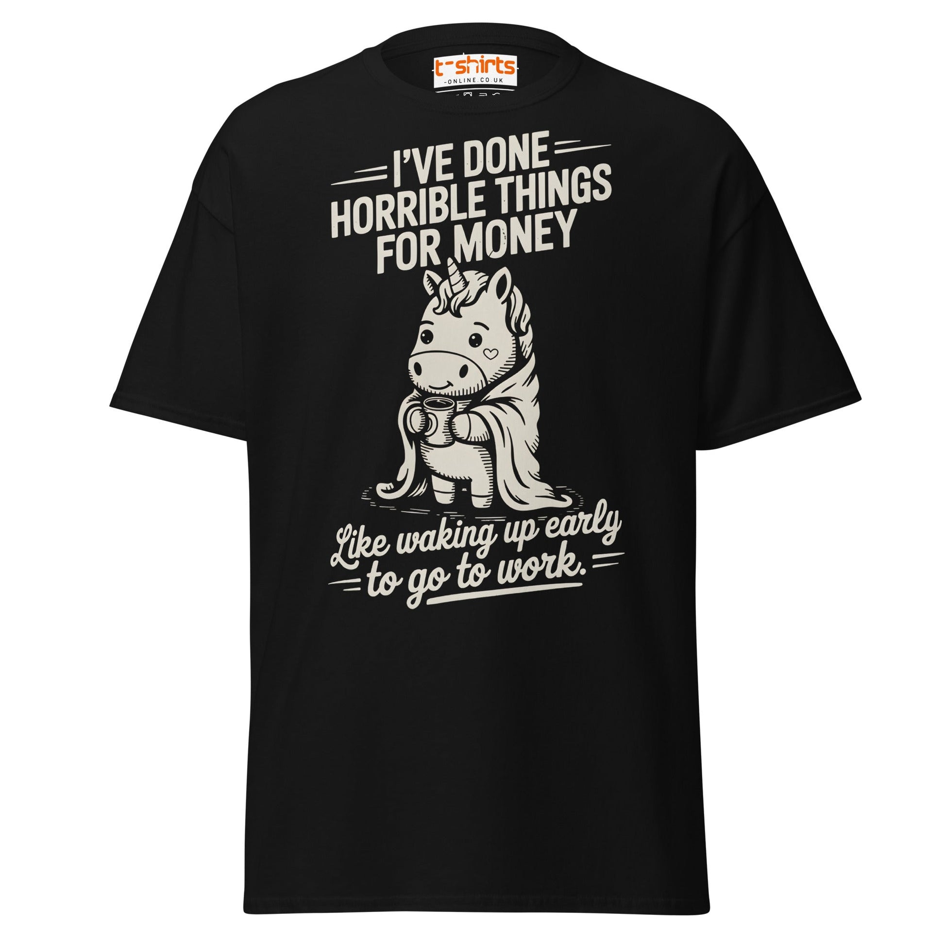 Funny Unicorn Work T-Shirt | Morning Struggle Tee - Black - T-Shirts Online