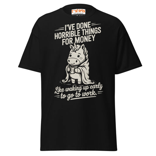 Funny Unicorn Work T-Shirt | Morning Struggle Tee - Black - T-Shirts Online