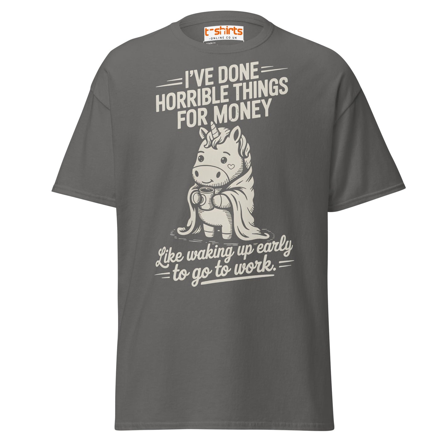 Funny Unicorn Work T-Shirt | Morning Struggle Tee - Charcoal - T-Shirts Online