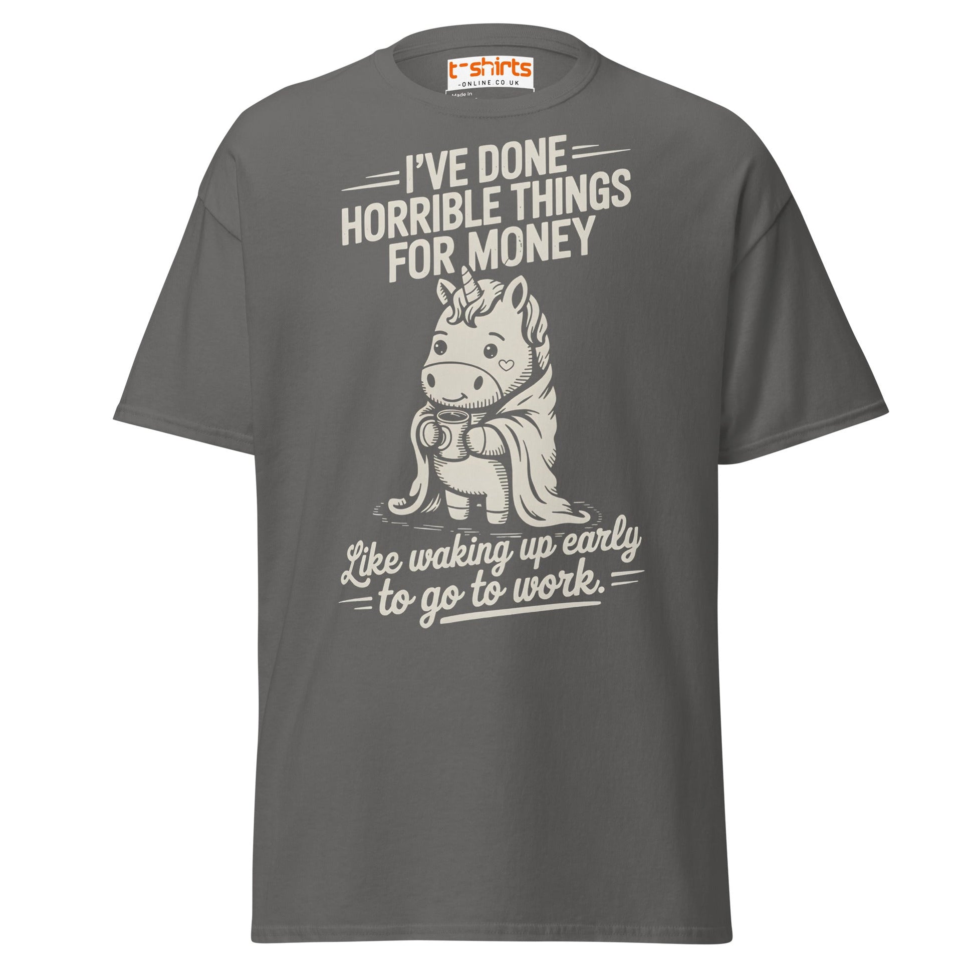 Funny Unicorn Work T-Shirt | Morning Struggle Tee - Charcoal - T-Shirts Online