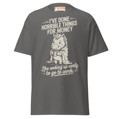 Funny Unicorn Work T-Shirt | Morning Struggle Tee - Charcoal - T-Shirts Online