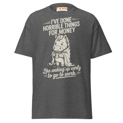 Funny Unicorn Work T-Shirt | Morning Struggle Tee - Dark Heather - T-Shirts Online