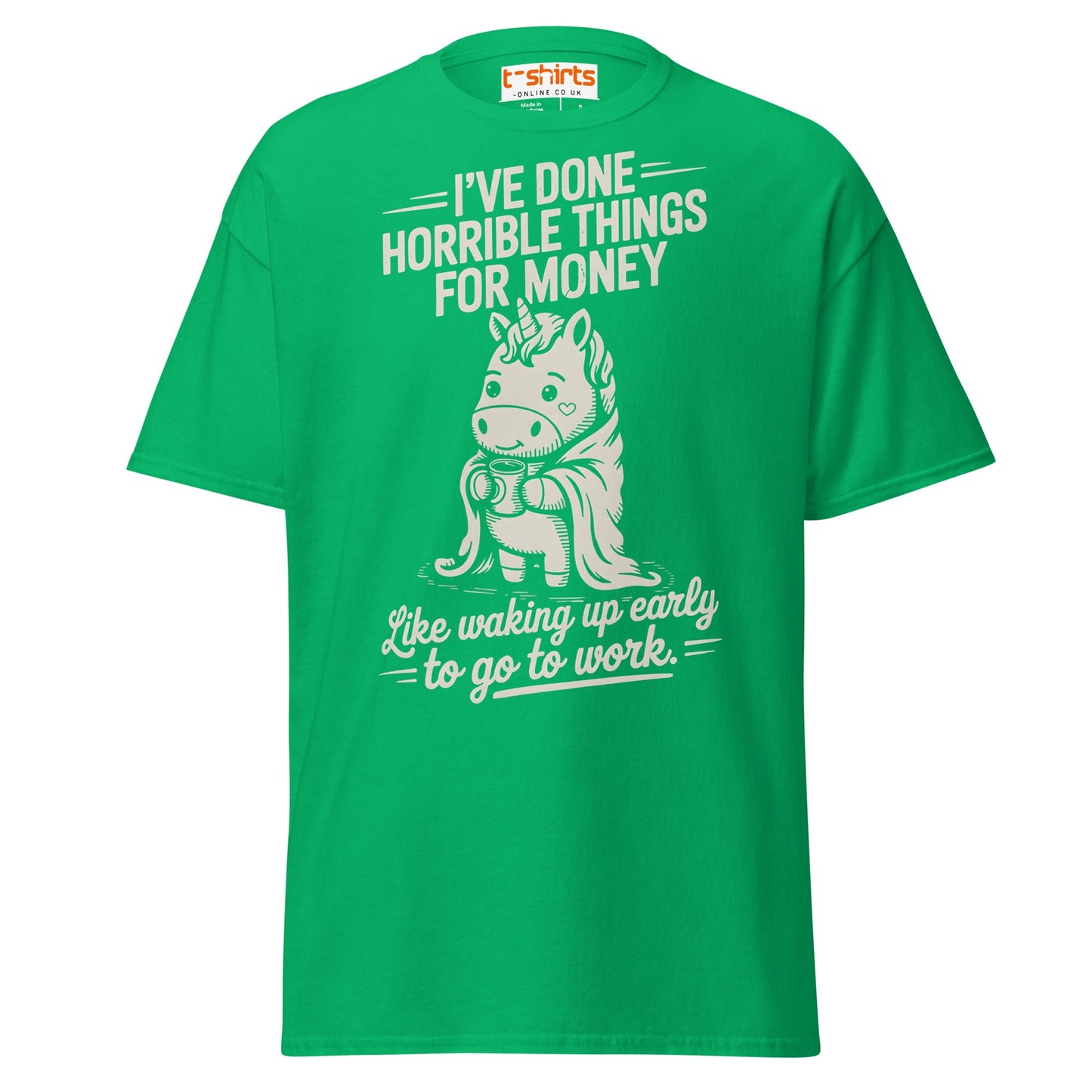 Funny Unicorn Work T-Shirt | Morning Struggle Tee - Irish Green - T-Shirts Online