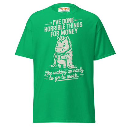 Funny Unicorn Work T-Shirt | Morning Struggle Tee - Irish Green - T-Shirts Online