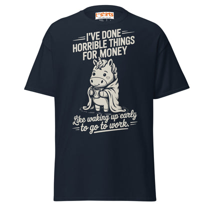 Funny Unicorn Work T-Shirt | Morning Struggle Tee - Navy - T-Shirts Online