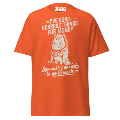 Funny Unicorn Work T-Shirt | Morning Struggle Tee - Orange - T-Shirts Online