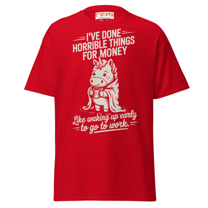 Funny Unicorn Work T-Shirt | Morning Struggle Tee - Red - T-Shirts Online