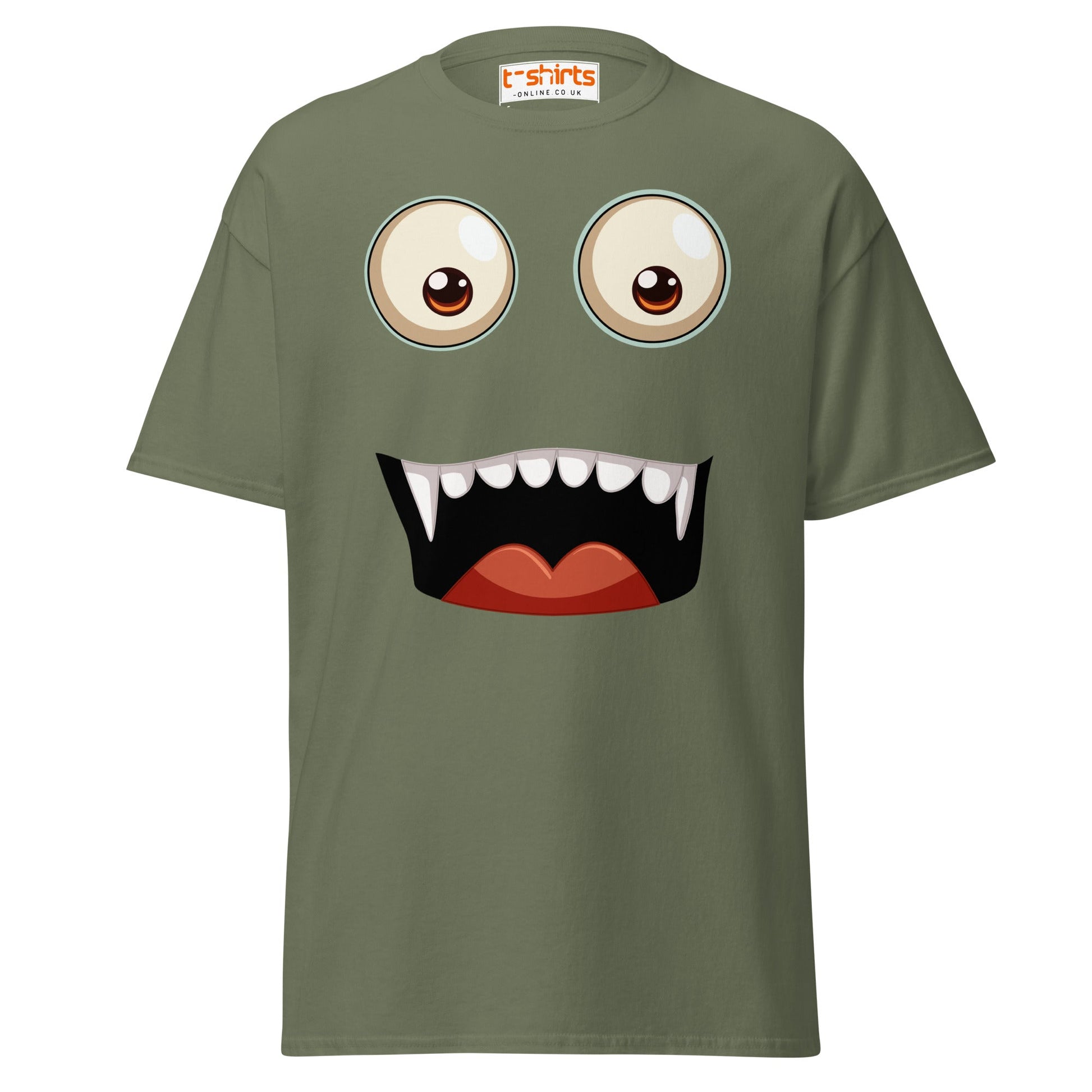 Funny Vampire Face T-Shirt - Military Green - T-Shirts Online