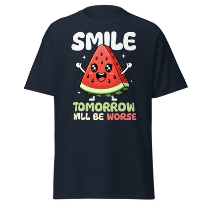 Funny Watermelon Smile Tomorrow Will Be Worse T-Shirt - Navy - T-Shirts Online