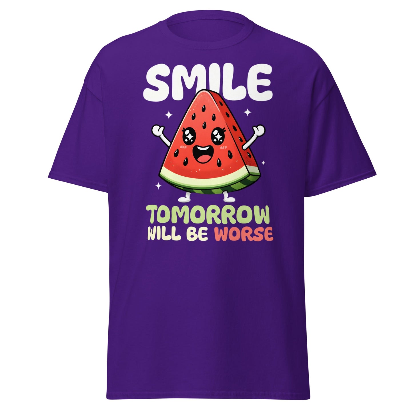 Funny Watermelon Smile Tomorrow Will Be Worse T-Shirt - Purple - T-Shirts Online