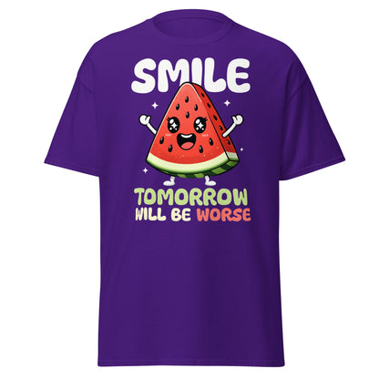 Funny Watermelon Smile Tomorrow Will Be Worse T-Shirt - Purple - T-Shirts Online