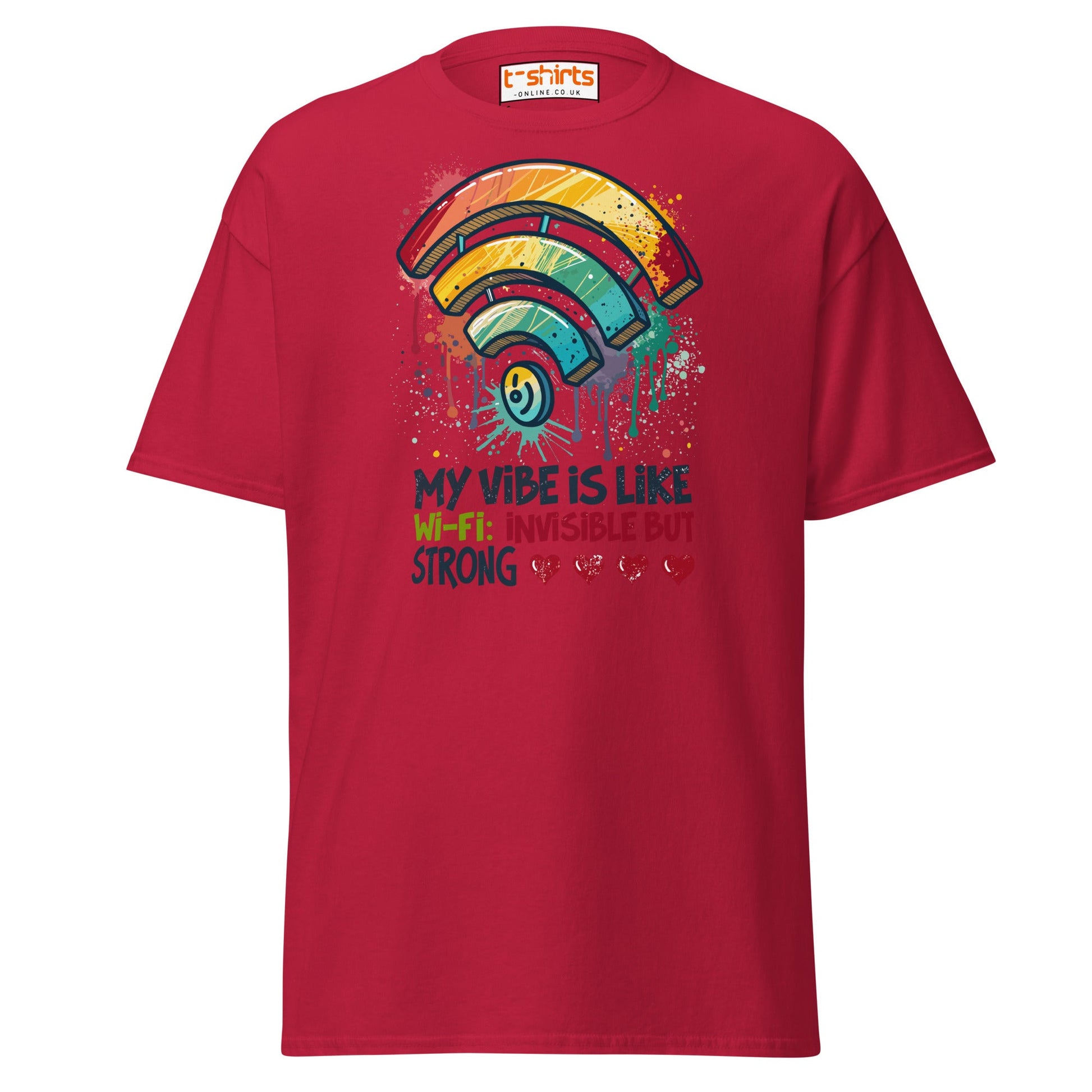 Funny Wi - Fi Vibe T-Shirt | Invisible but Strong Tee - Cardinal - T-Shirts Online