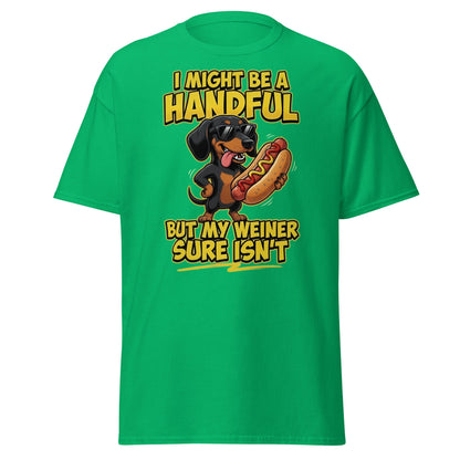 Funny Wiener Dog T-Shirt - Handful Pun Dachshund Tee - Irish Green - T-Shirts Online