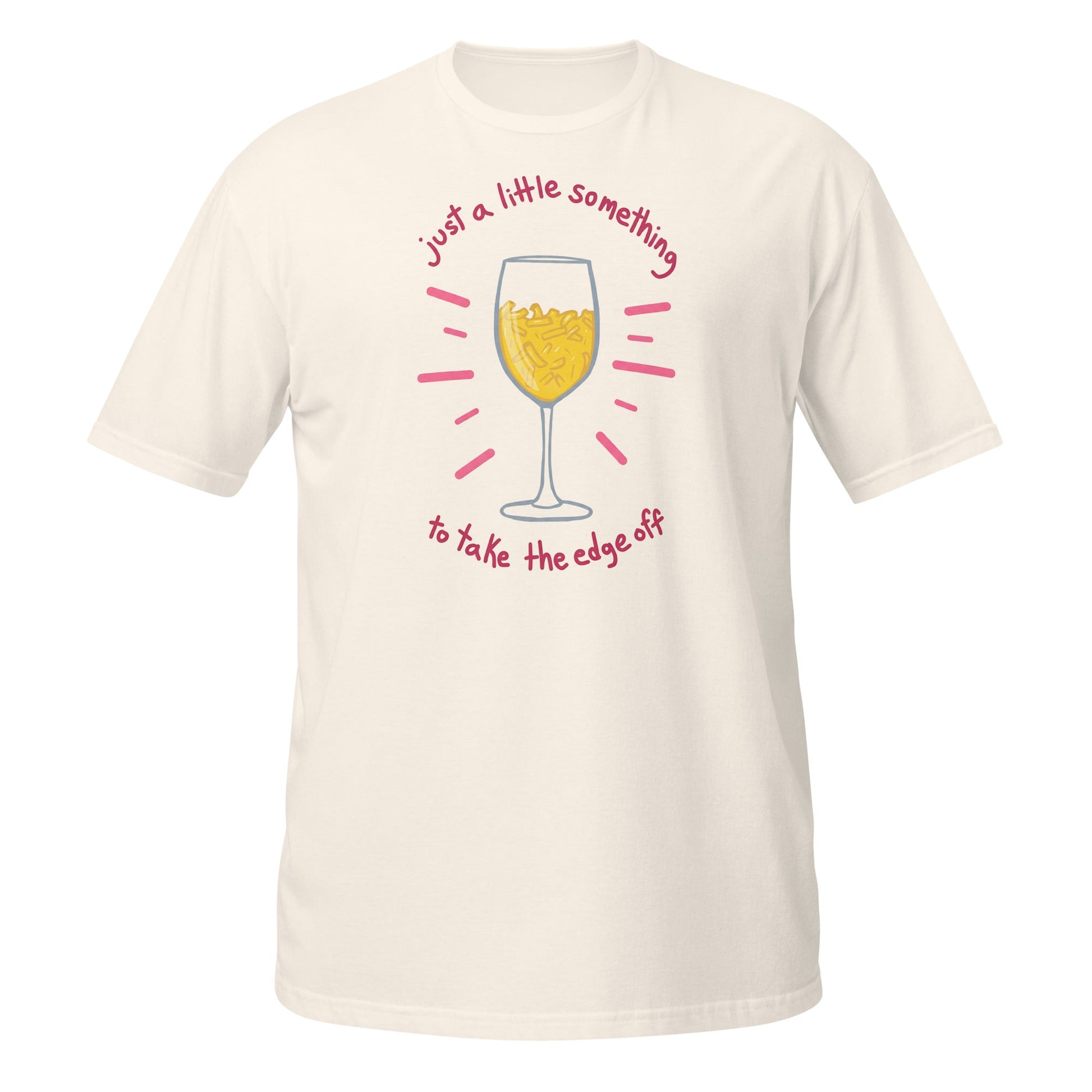 Funny Wine & Macaroni T-Shirt – Take the Edge Off Tee - Natural - T-Shirts Online