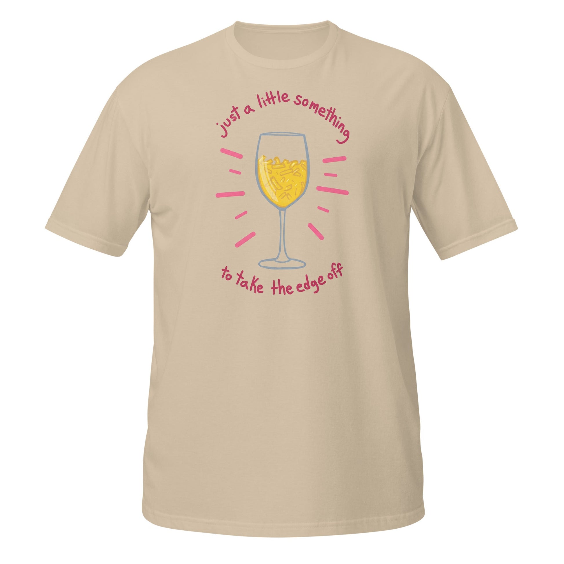 Funny Wine & Macaroni T-Shirt – Take the Edge Off Tee - Sand - T-Shirts Online