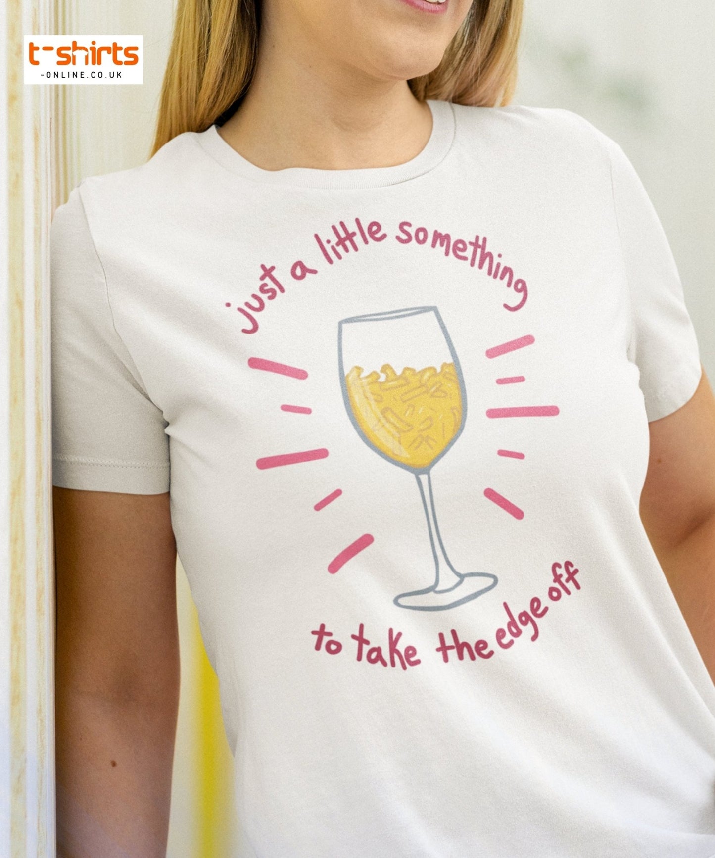 Funny Wine & Macaroni T-Shirt – Take the Edge Off Tee - Sand - T-Shirts Online