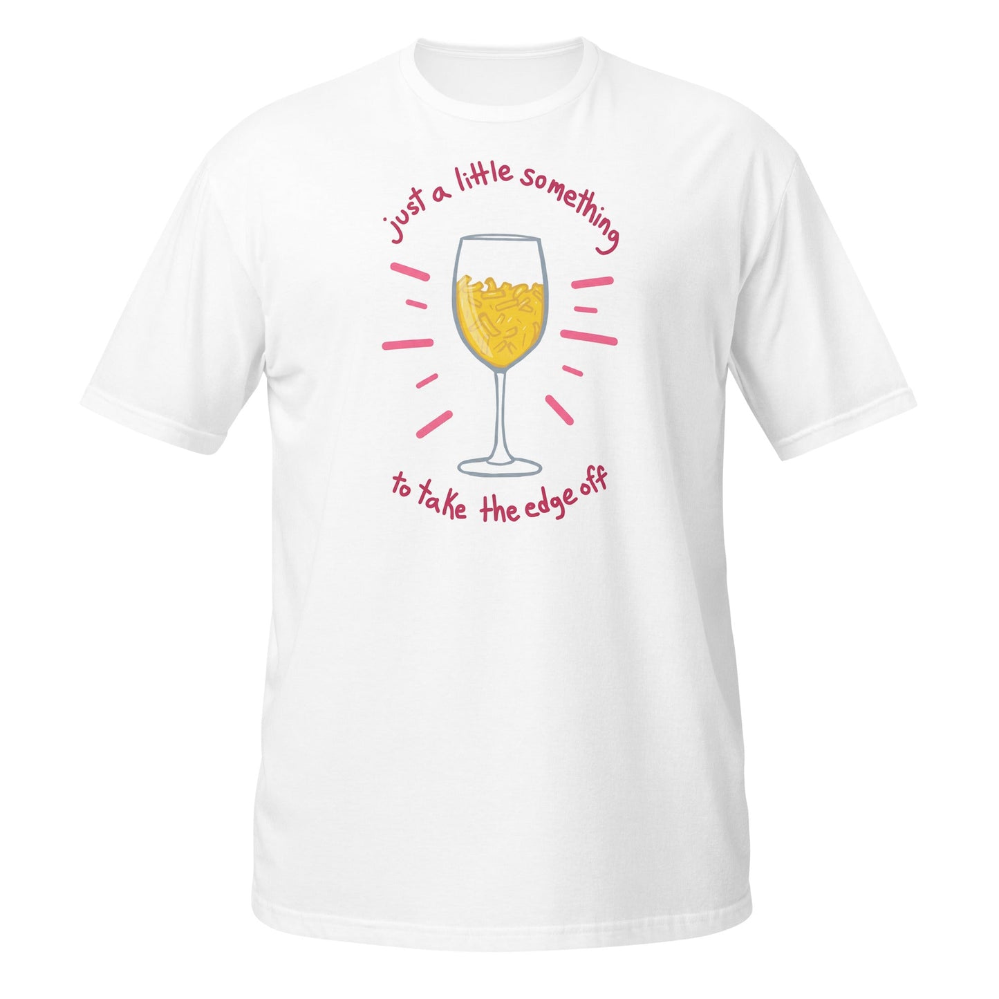 Funny Wine & Macaroni T-Shirt – Take the Edge Off Tee - White - T-Shirts Online