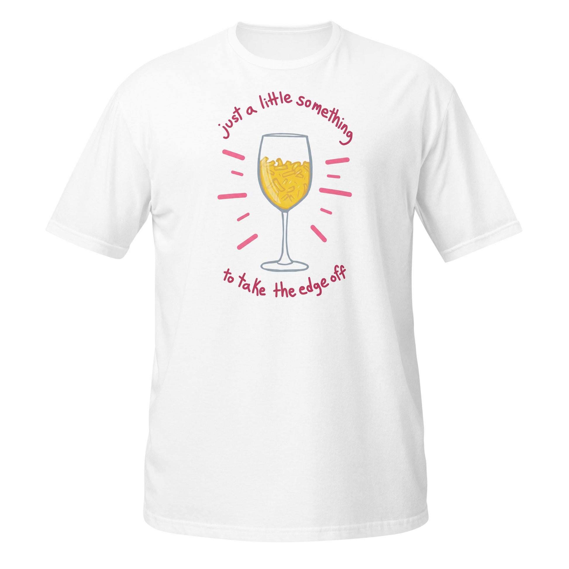 Funny Wine & Macaroni T-Shirt – Take the Edge Off Tee - White - T-Shirts Online