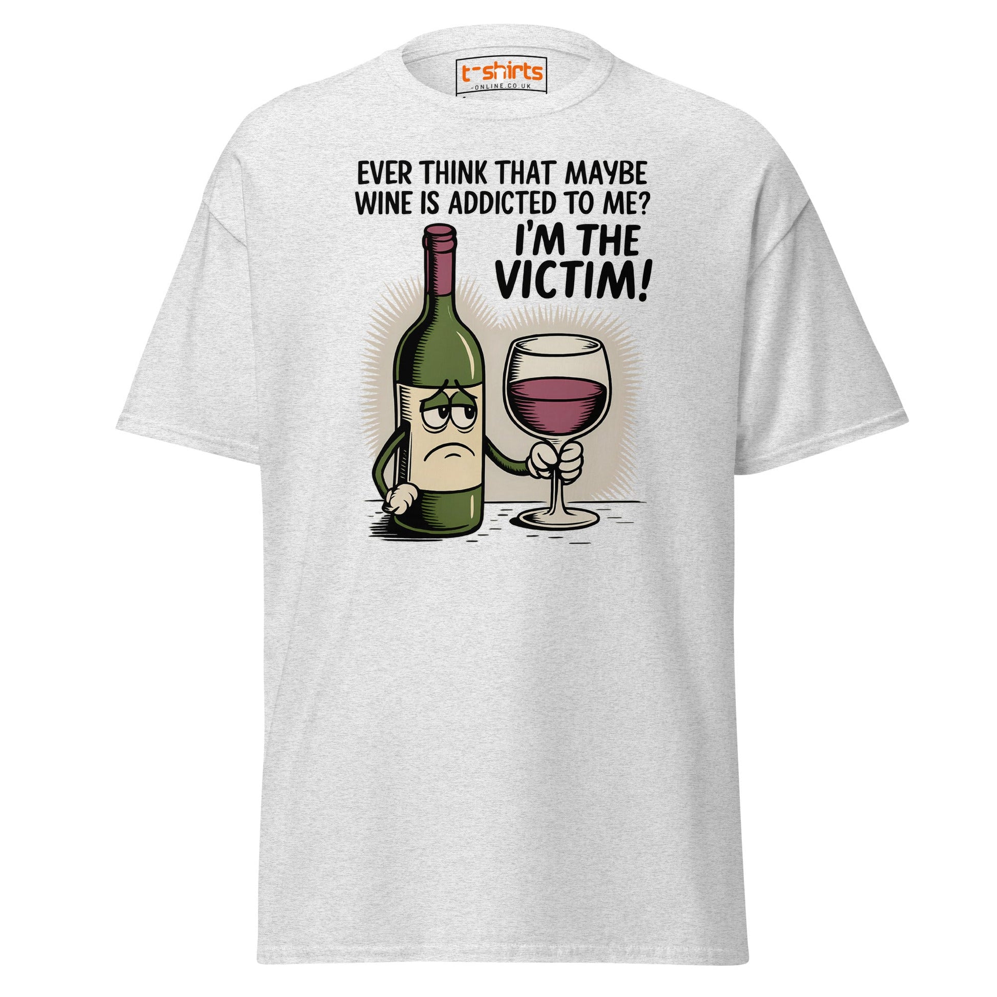 Funny Wine Victim T-Shirt – Addicted to Me Design - Ash - T-Shirts Online