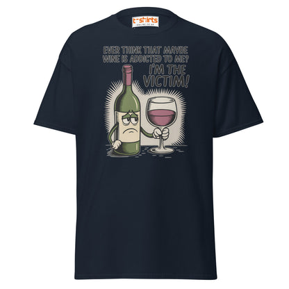 Funny Wine Victim T-Shirt – Addicted to Me Design - Navy - T-Shirts Online