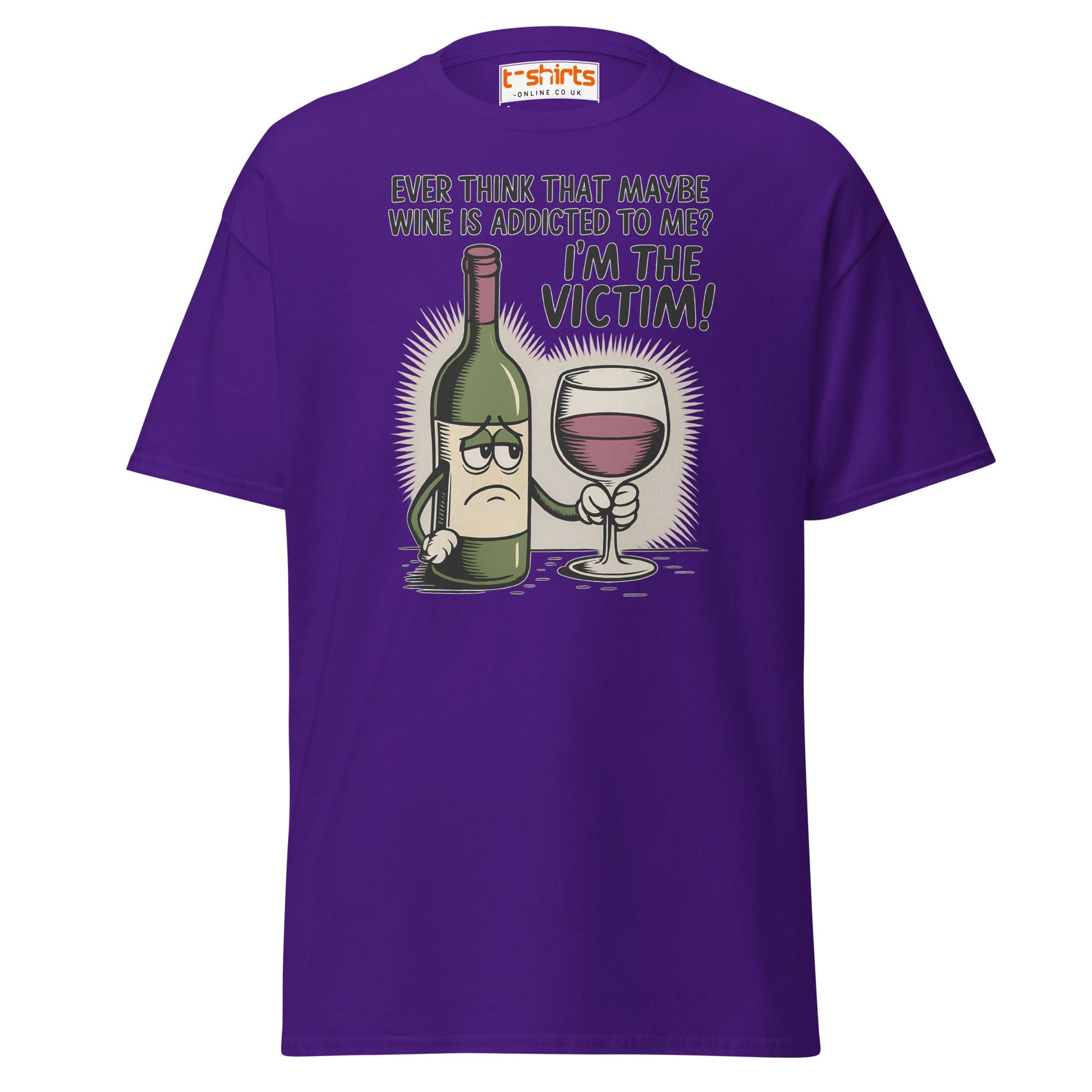 Funny Wine Victim T-Shirt – Addicted to Me Design - Purple - T-Shirts Online