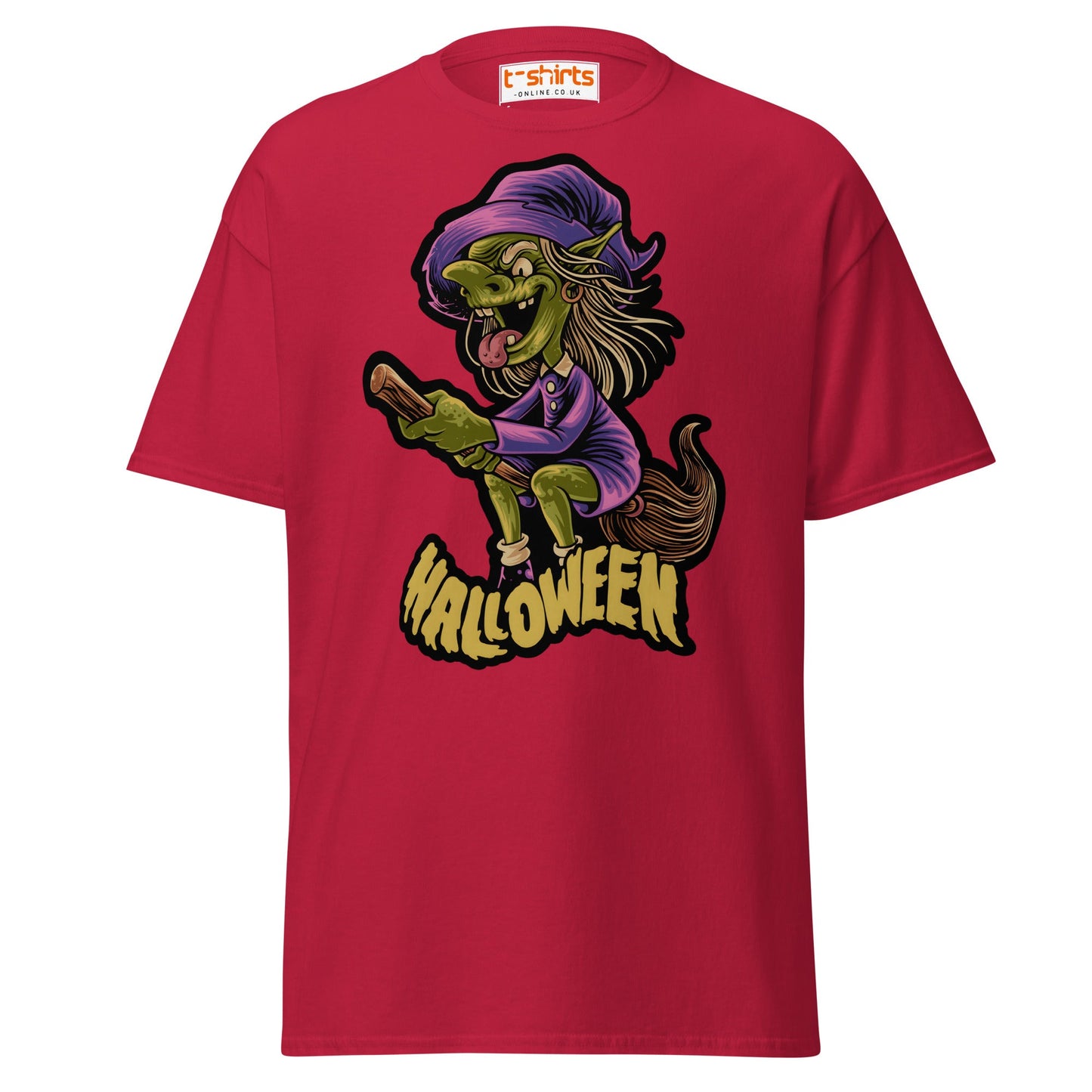 Funny Witch Halloween T-Shirt | Spooky Cartoon Tee - Cardinal - T-Shirts Online