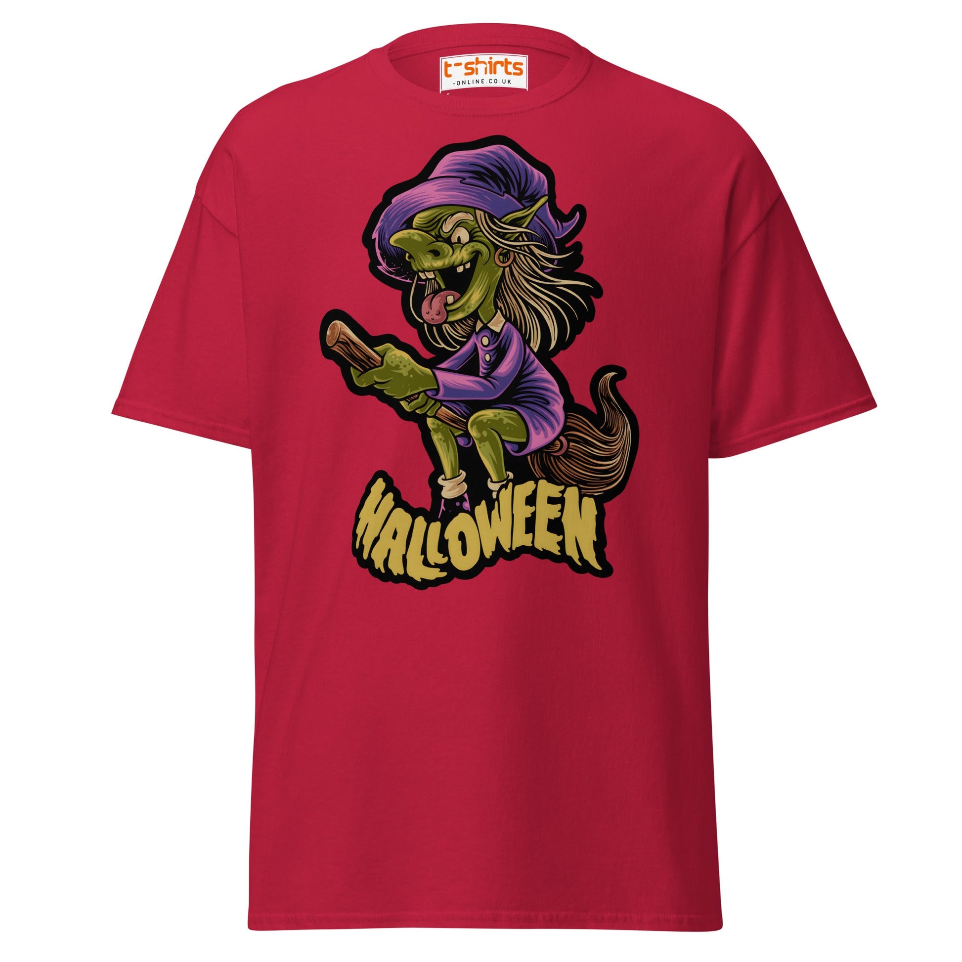 Funny Witch Halloween T-Shirt | Spooky Cartoon Tee - Cardinal - T-Shirts Online