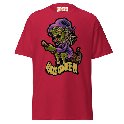 Funny Witch Halloween T-Shirt | Spooky Cartoon Tee - Cardinal - T-Shirts Online