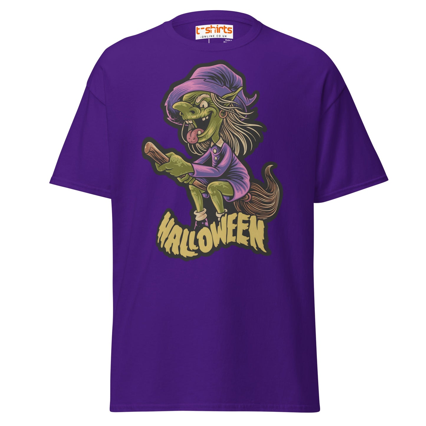 Funny Witch Halloween T-Shirt | Spooky Cartoon Tee - Purple - T-Shirts Online